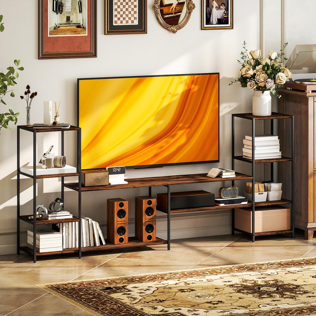 TV Unit for TVs Up To 60 Inches, Industrial TV Stand with Storage Shelves, Entertainment Centre for Living Room, Bedroom