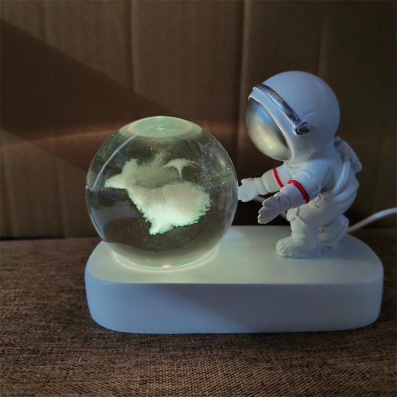 Astronaut Creativ 3D Minge de Cristal Led Lumină de noapte pentru Dormitor Copii Planetă Spațiu Lampă Sistem Solar USB Cadou de Crăciun pentru copii