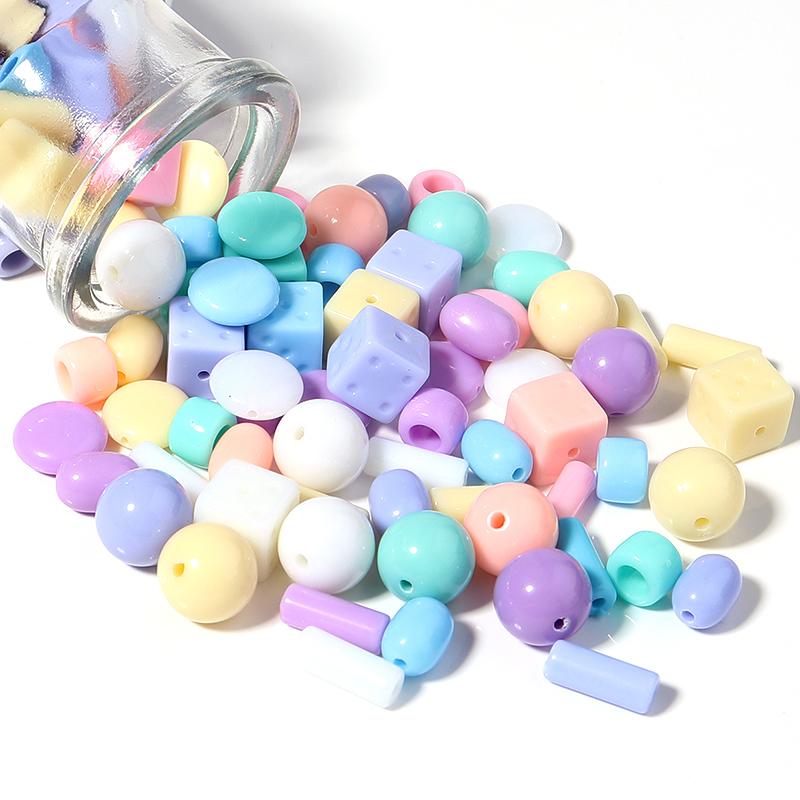 Colored Acrylic Loose Beads Various Shapes Round Square Mixed Spacer Bead Handmade Charm Jewelry Bracelets Necklace Supplies