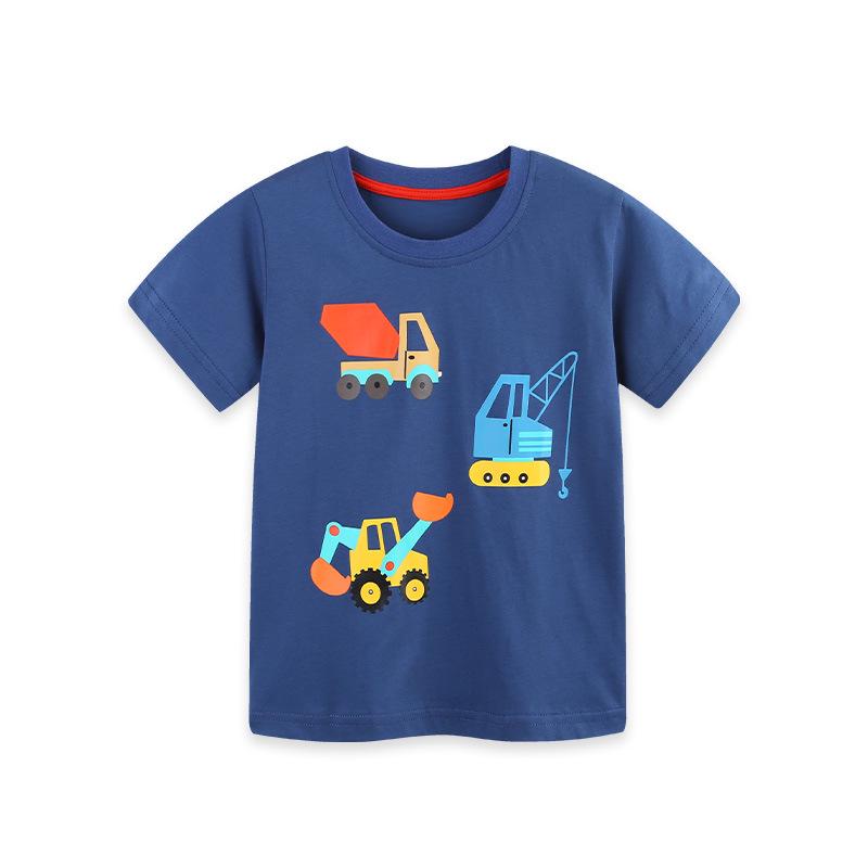 European Style Boys Cartoon Print Summer T-shirt - Short Sleeve, Round Neck, Cotton Knit 3 Years (100 cm)