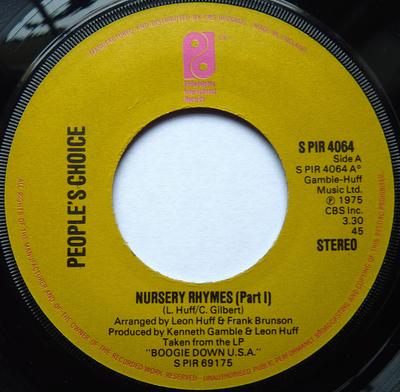 7inch Record PEOPLE'S CHOICE - Nursery Rhymes SPIR4064 Philadelphia In 1975 UK Soul/Funk Used