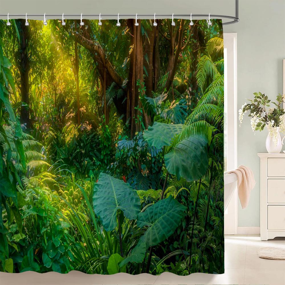 Hochwertiger Wald Natur Landschaft Stoff Duschvorhang Wasserdicht Bedruckt Badezimmer Vorhänge für Badezimmer Dekoration mit Haken