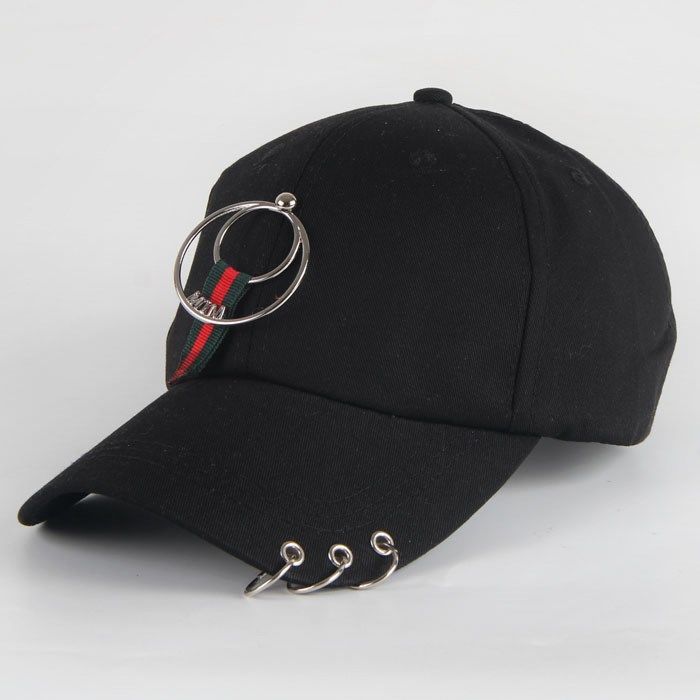 Dad Hat Creative Piercing Ring Baseball Cap Punk Hip Hop Caps Cotton Adult Casual Solid Adjustable Unisex Caps