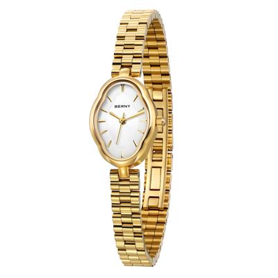 BERNY Orologio da Donna Orologio d'Oro Orologio da Donna Forma Specchio Rame Vintage Movimento Giapponese al Quarzo Impermeabile 3ATM Tutto Acciaio Inossidabile Moda Donna