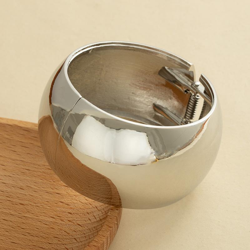 Design-inspired Metal Smooth-textured Open Bracelet, Minimalist Geometric, Individualistic Wide Wristband