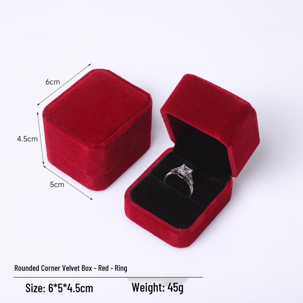 Rounded Corner Plush Jewelry Storage Box for Bracelets, Rings, and Necklaces