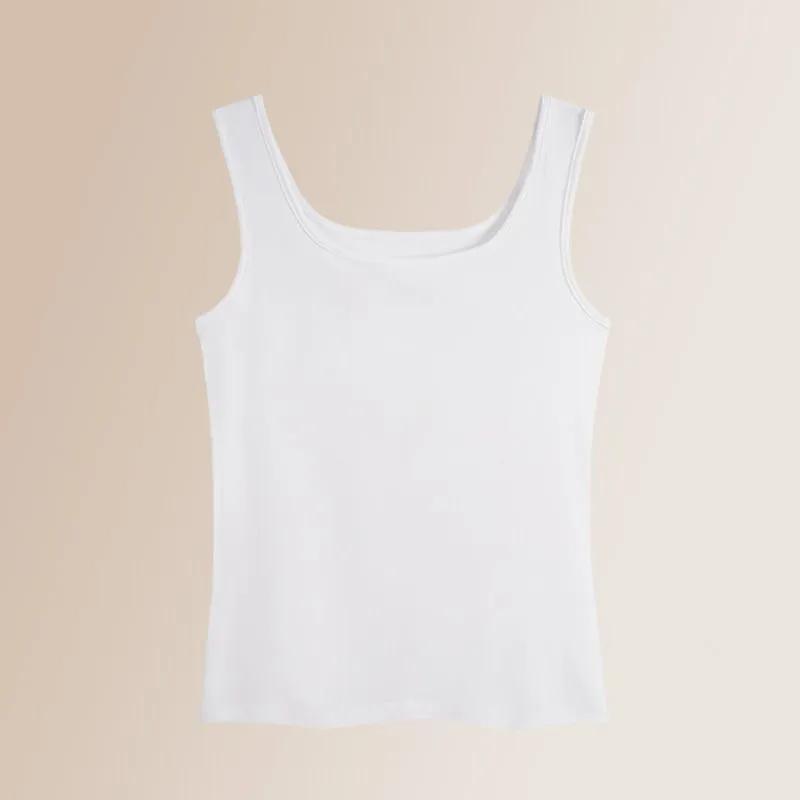 WTEMPO Square Collar Large Size Solid Color Casual Versatile Camisole Vests Women's Spring Summer Sleeveless Elastic Tank Tops