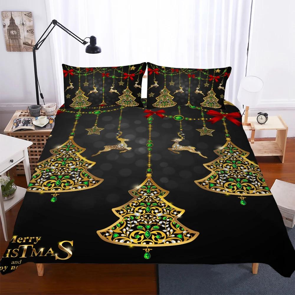 Comforter Deer Christmas Beddings Super Comforter Bedding Sets Reactive Print Cartoon Bed Set 2/3Pcs Bedsets