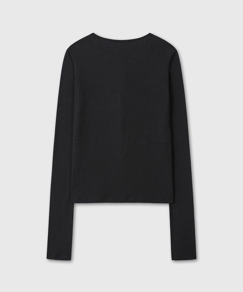 Daibeuinumeon Layered Double Henley Neck Long Sleeve (Black)