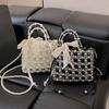 Elegant Crossbody Purse With Colorful Bead Embellishments Roomy PVC Bag Shoulder Handbag For Everyday Essential  Silver