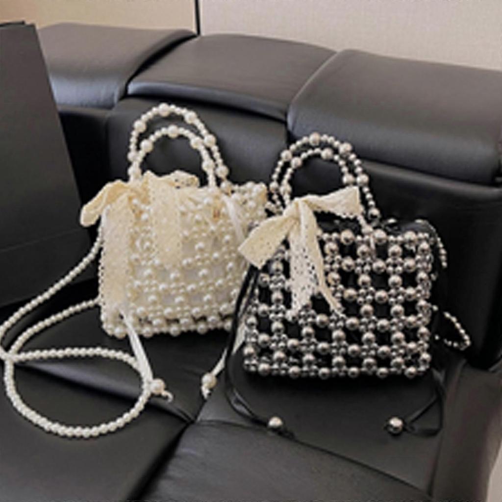 Elegant Crossbody Purse With Colorful Bead Embellishments Roomy PVC Bag Shoulder Handbag For Everyday Essential  Silver