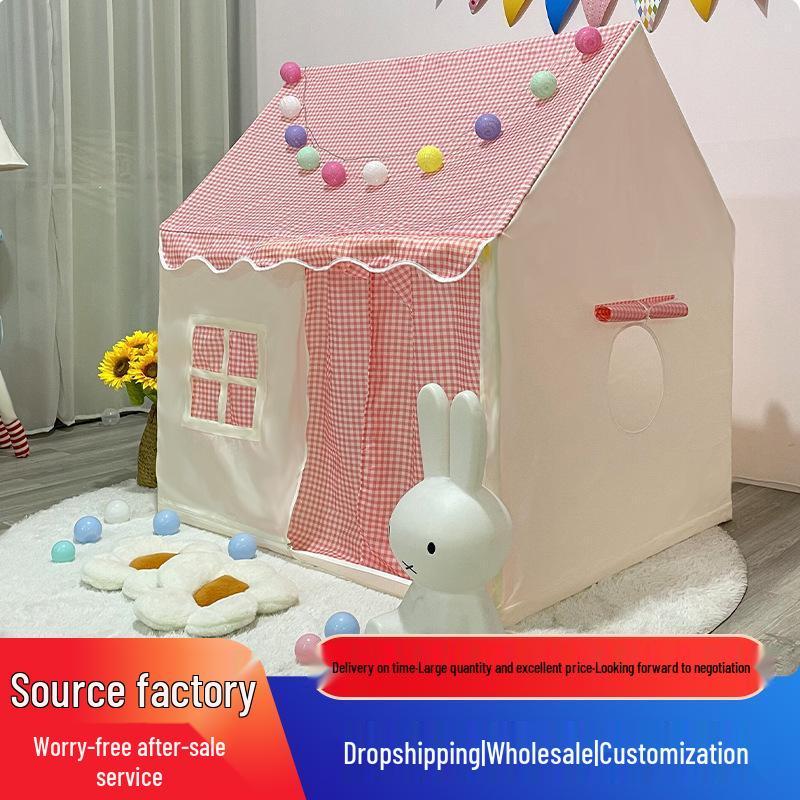 Plaid Indoor Play Tent for Kids - Pretend Play House for Boys and Girls