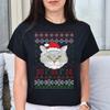 Cat Ugly Sweater Unisex Shirt Cat Christmas Tee Black Dark Heather