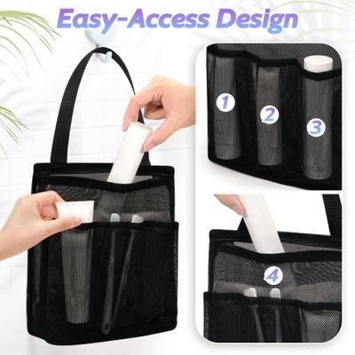 Storage Bag Portable Mesh Shower Caddy Large Capacity Zipper Closure Bathroom Shower Bag with Side Pockets