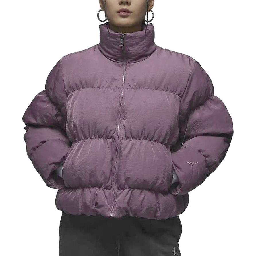 Jordan Solid Color Mandarin Collar Zip Jacket Women Outerwear Purple FB5150-508