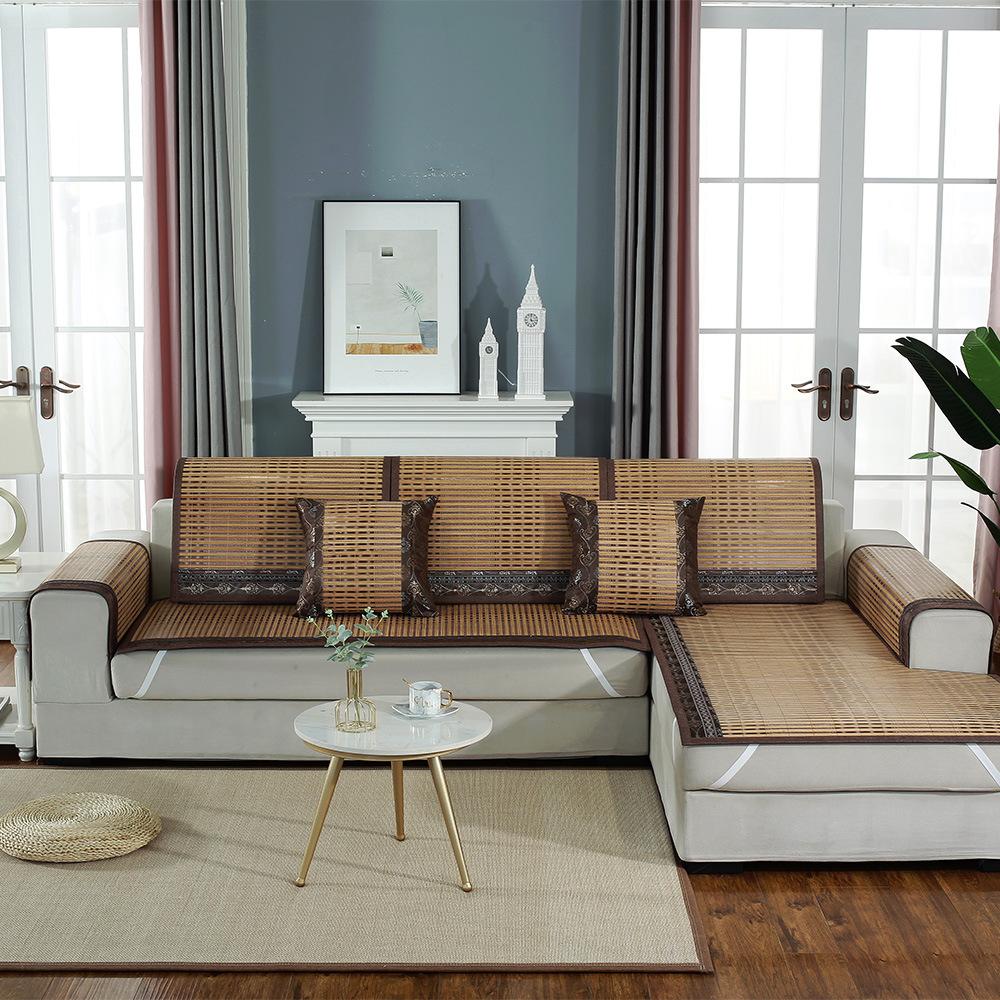 כרית ספת מחצלת במבוק קיץ קרח משי קיץ כרית מחצלת ספה בסגנון סיני כרית מחצלת במבוק כרית כיסא מחצלת קש