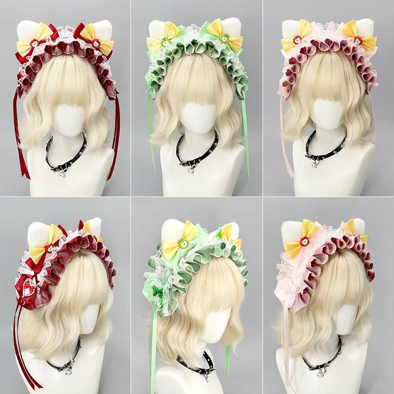 Handmade Plush Cat Ear Headband Anime Cosplay Girl Kawaii Costume Accessory Soft Furry Hairband