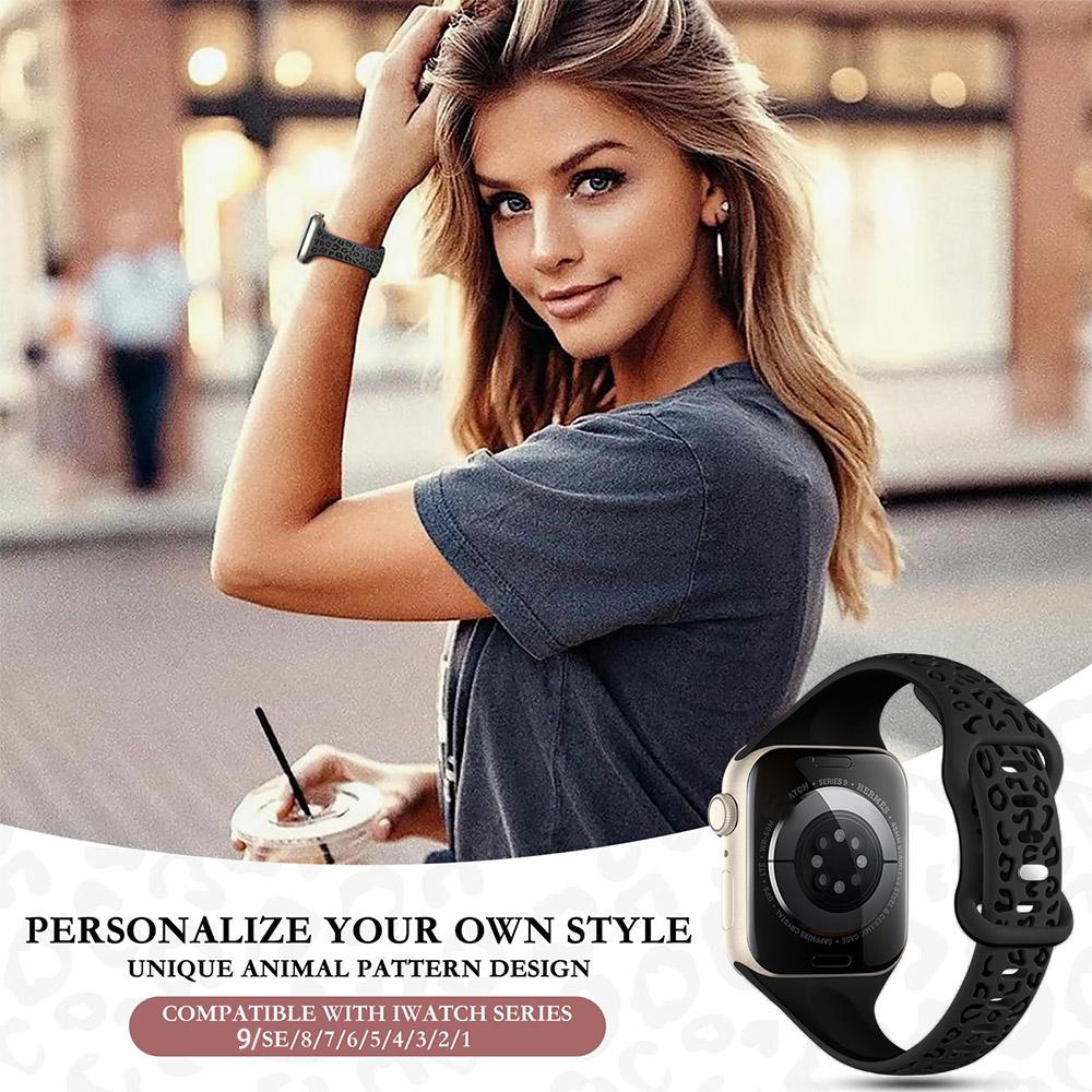 Engraved Strap For Apple Watch Bands 40mm 44mm 41mm 45mm 46 49mm Slim Silicone Bracelet Iwatch Series 9 8 7 3 Ultra 2 Se 10 Band