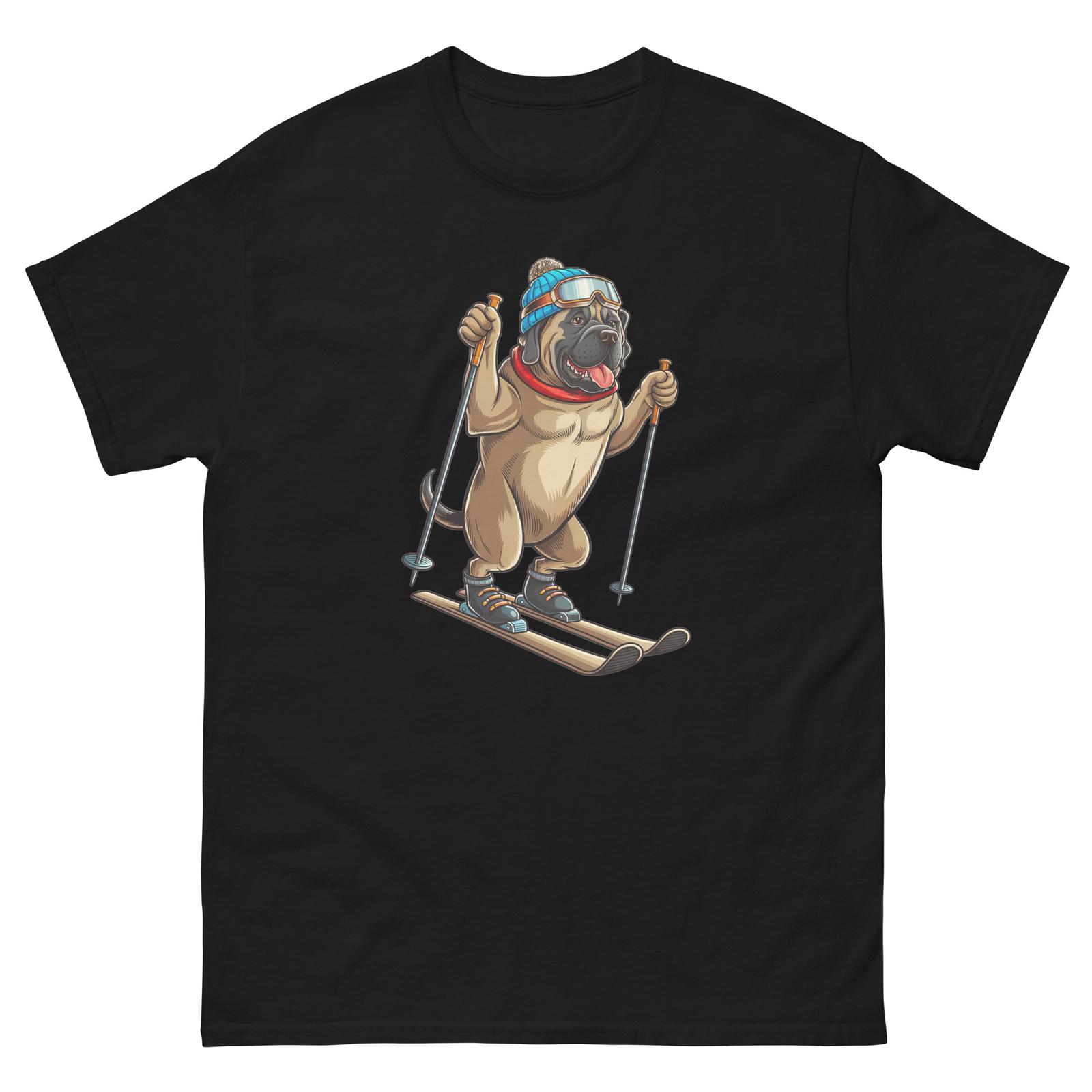 Mastiff Dog Skiing Fun Ski Skier Shirt T-Shirt M