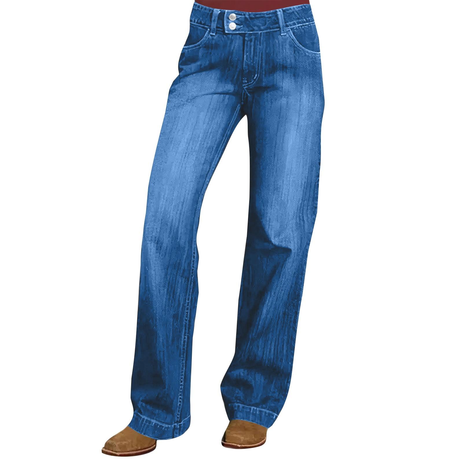 

Женские джинсовые классические универсальные модные брюки с высокой талией XXL синий