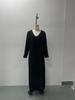 2025 Autumn/Winter Elegant European & American Solid Color Long Sleeve Slimming Maxi Dress