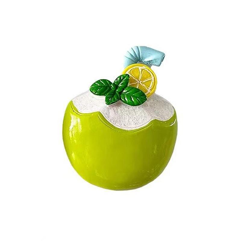 

Refrigerator Magnets Cute Resin Refrigerator Sticker Summer Coconut Refrigerator Magnet Sticker зелений