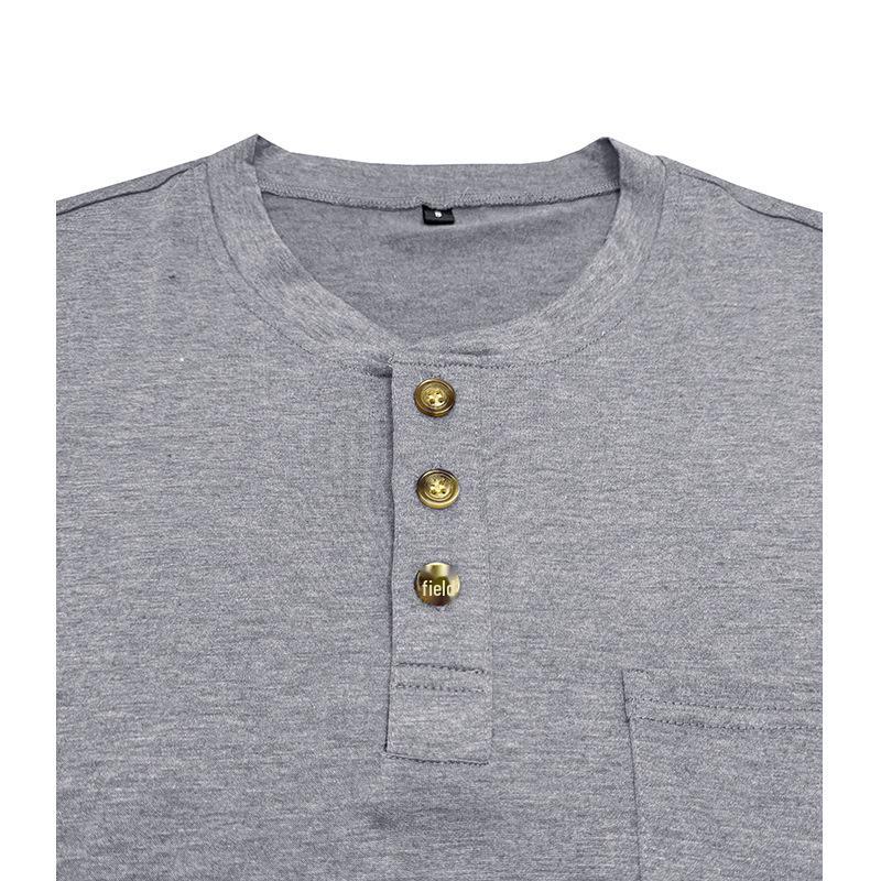 Camiseta Henley de Manga Corta para Hombre de Verano de Color Sólido - Estilo Europeo y Americano