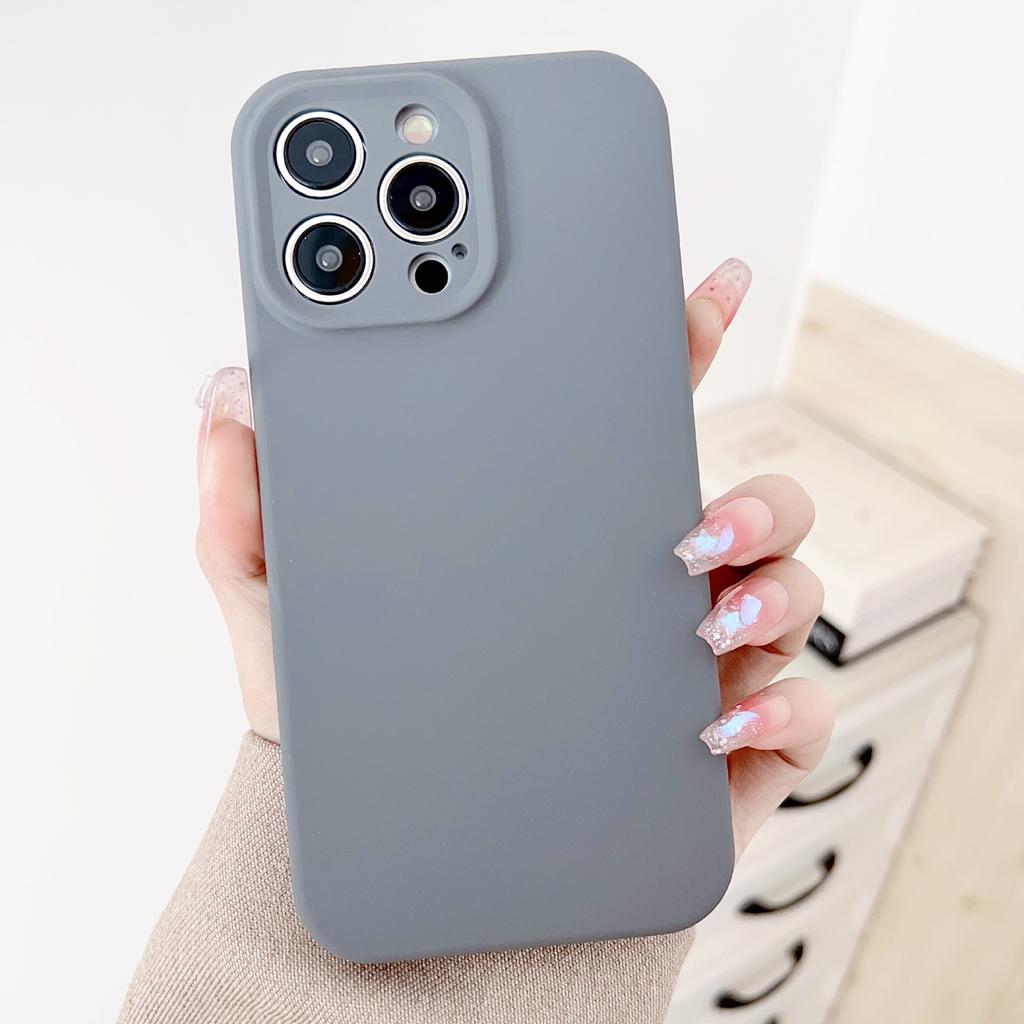 Liquid Apple Silicone Thickened Case Suitable for Apple 15PROMAX mobile phone case iPhone11 solid color 13/14