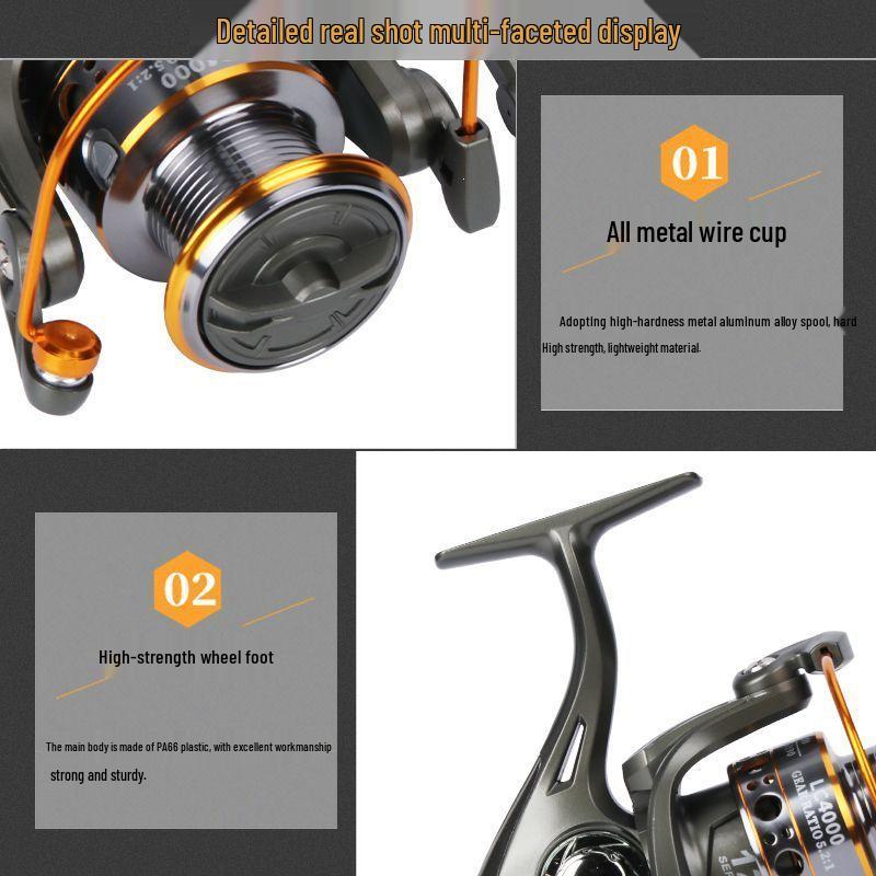 Metal Spool Folding Handle Spinning Fishing Reel for Sea Rod