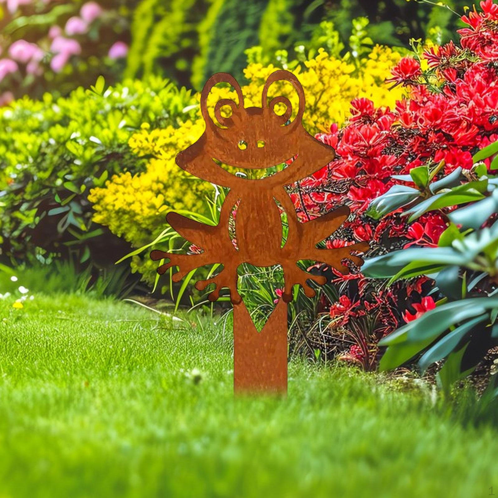 

Садовый колышек Лягушка Металлический силуэт Декоративный Водонепроницаемый, Украшение, Садовая табличка, Уличное украшение для