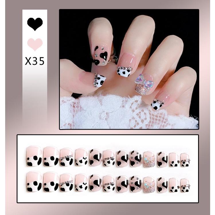 Fake Nails Short Art Nail Tips Press Stick On False with Designs Full Cover Artificial Pink Wearable Clear Tips Press On Nails Fake Nails Short