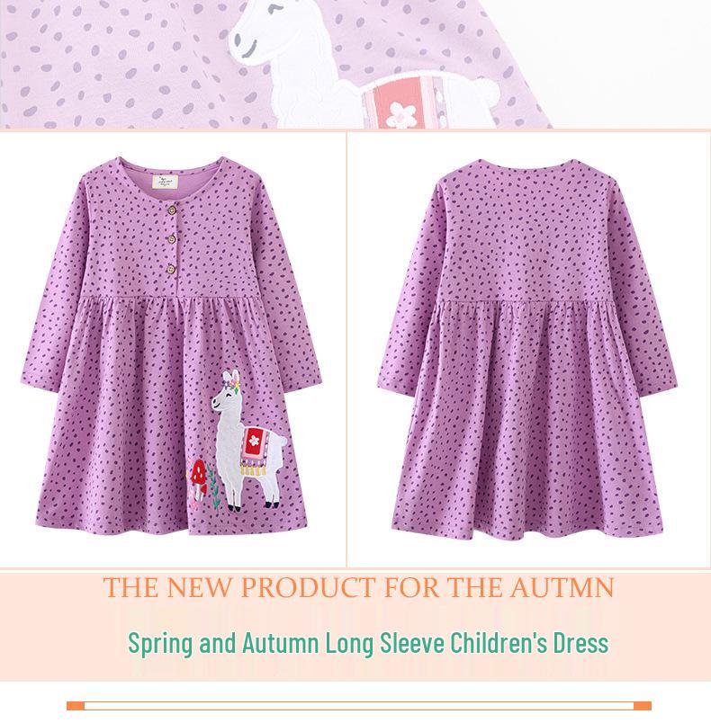 Girls' Long-Sleeve Autumn Princess Dress with Embroidery - European & American Style Children's Clothing.
