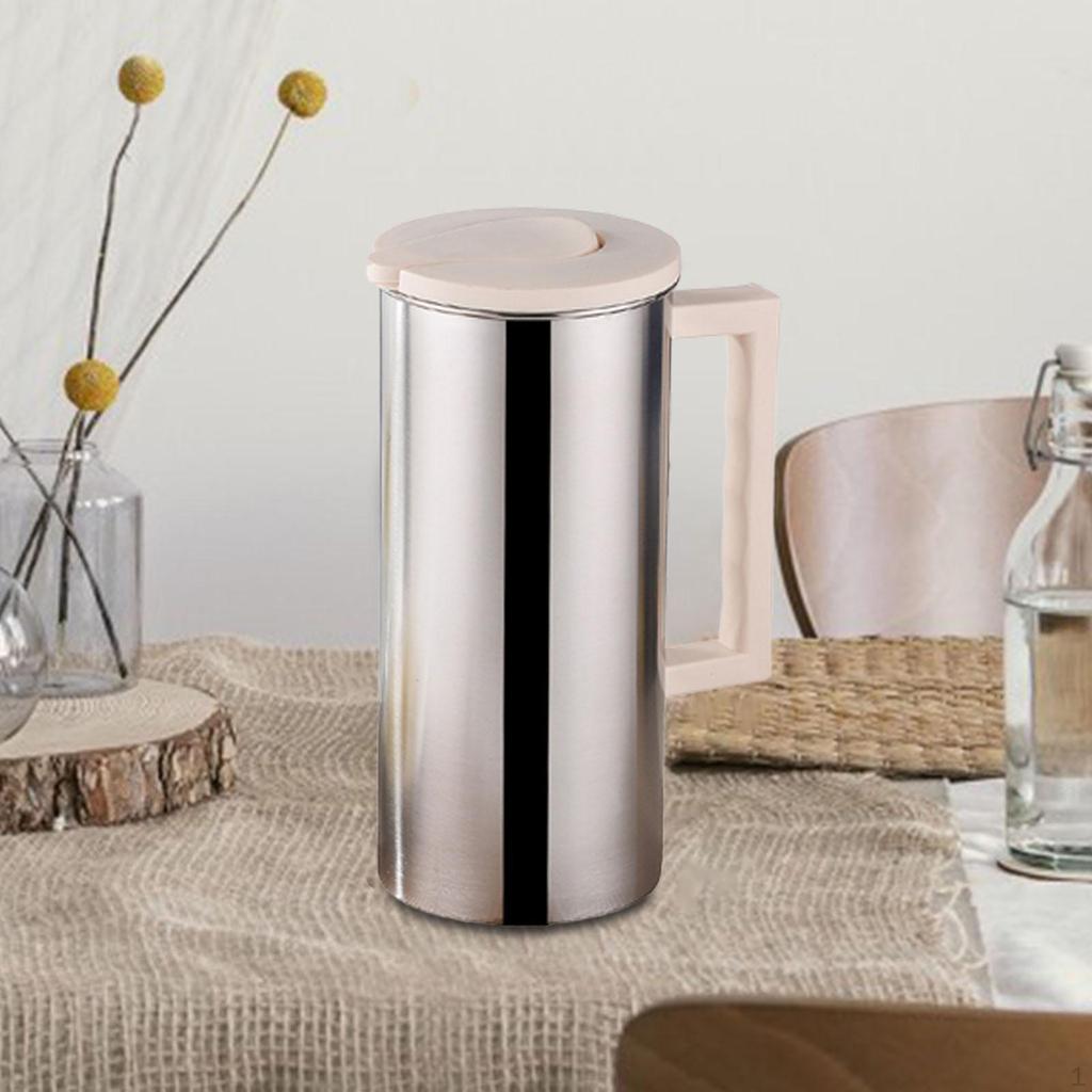 1.6L Metal Water and Lid with Handle Jug Milk Cold Kettle for Home Cafe Hotel