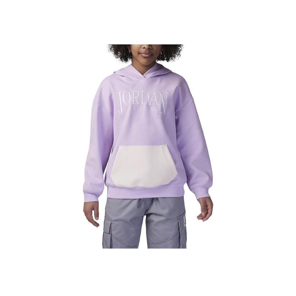 Jordan Color Block Letter Print Hooded Pullover Long Sleeve Sweatshirt Kids Sweatshirt Frost-Purple HF8116-510
