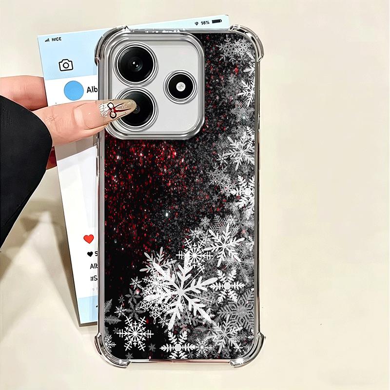 Snow Snowflake Winter Cold Plating Phone Case For Xiaomi Poco X5 X6 X7 X8 Pro Max F8 Ultra F7 M8 M7 M5S Redmi 15C 15 14C 13C 13