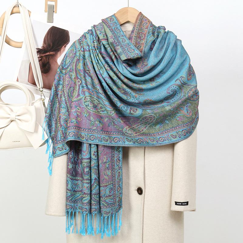 

Роскошный осенний шарф женский из имитации кашемира, верхняя шаль в этническом стиле с узором кешью , шарф весенний жаккардовый длинный шарф 70*190cm