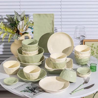 KANGMO Cream Style Nordic Ceramic 18-Piece Dinnerware Set