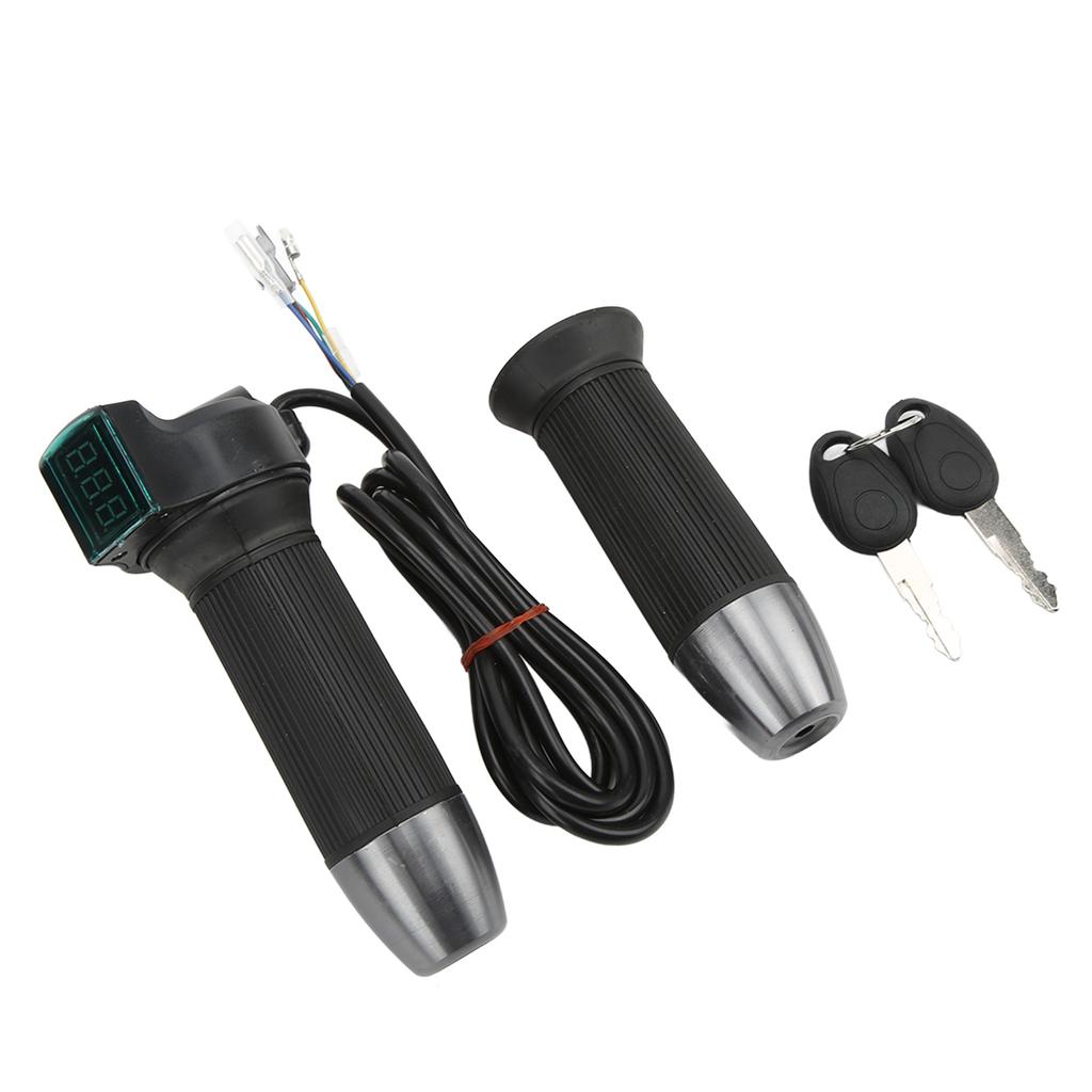 E-Bike Lenker Gasgriff Drehgriff Kunststoff Drehgasgriff Gashebel Griff mit Display Grünem Bildschirm