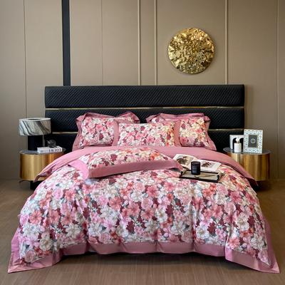 Nordic Bedding Sets Egyptian Cotton Floral Flat Bed Sheet Set Pillowcases Skin-Friendly Breathable Queen King Size Bed Linen Set