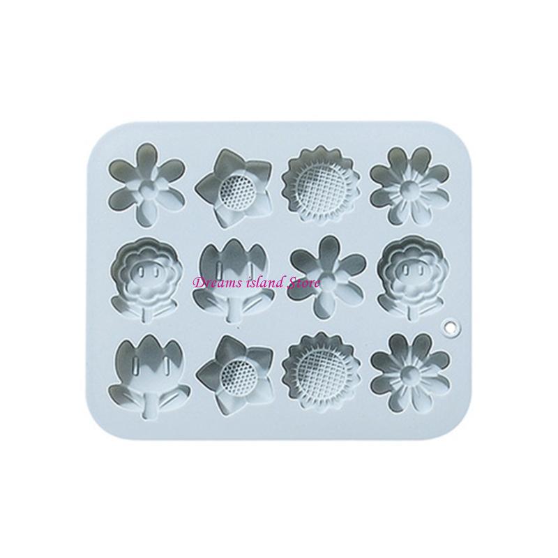 

12 Cells Chocolate Mold Flower Chocolate Candy Moulds Baking Gadget Non-stick Silicone Material for Kitchen Baking HX6C синій