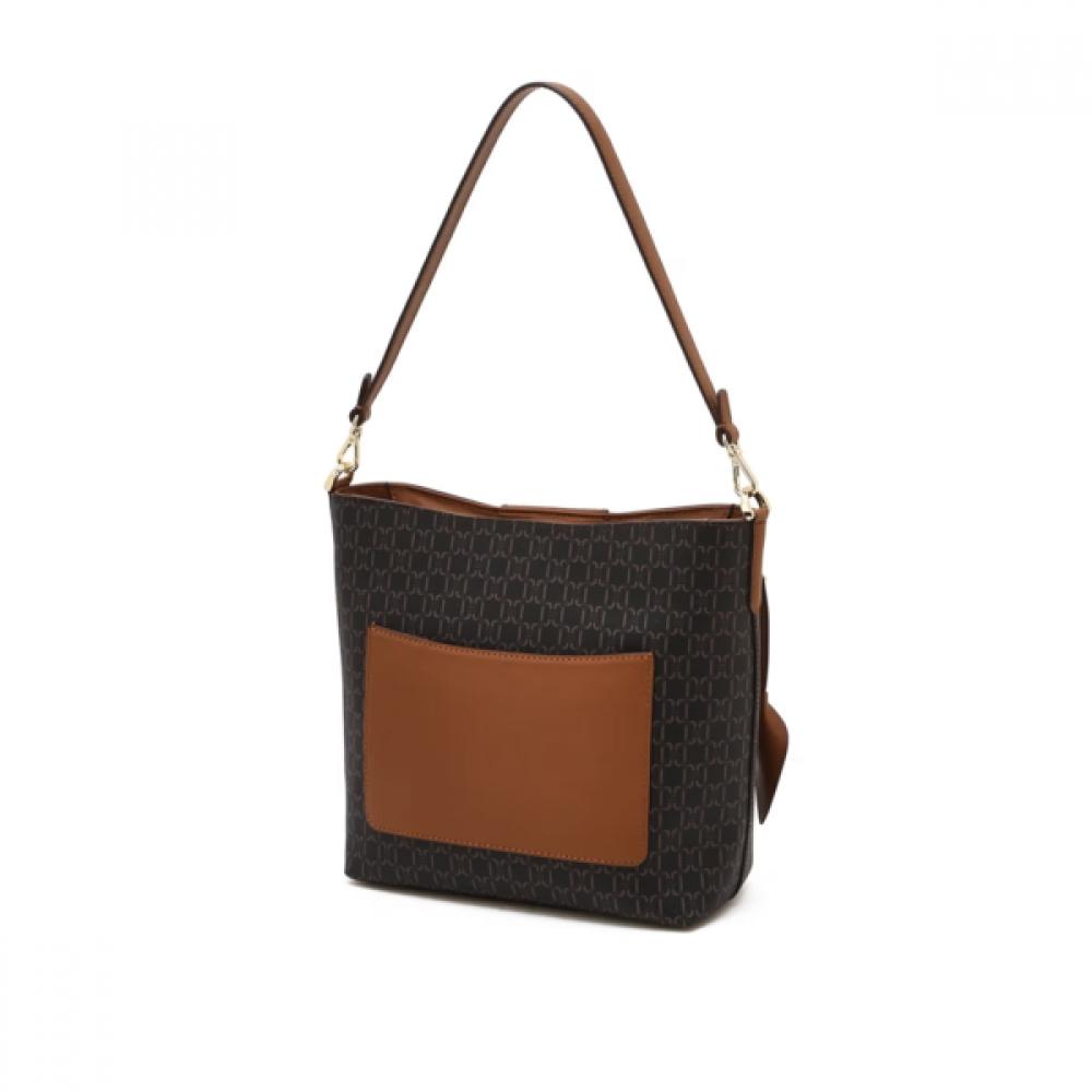 Daks Brown Dd Logo Leather Shoulder Bag Dcba6f861w3