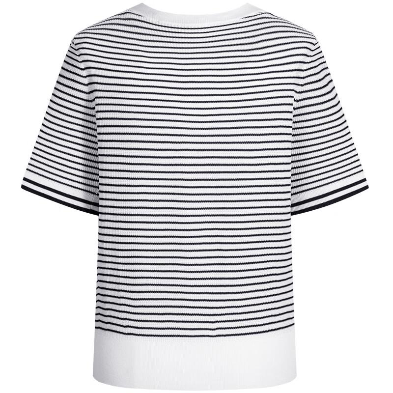 Navigare Women's Textured Striped Knit Short Sleeve T-Shirt