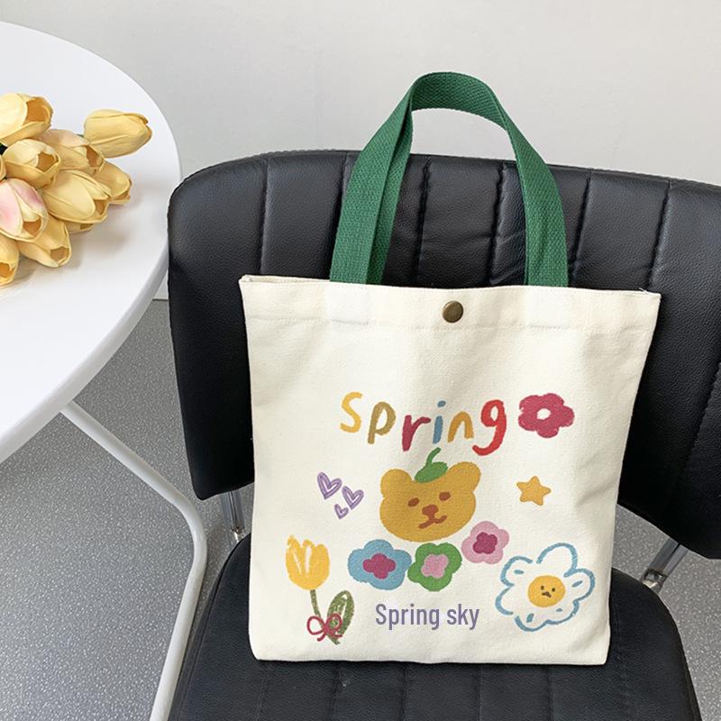 Women's Cute Cartoon Canvas Shoulder Handbag - Small Korean-Style Casual Bag