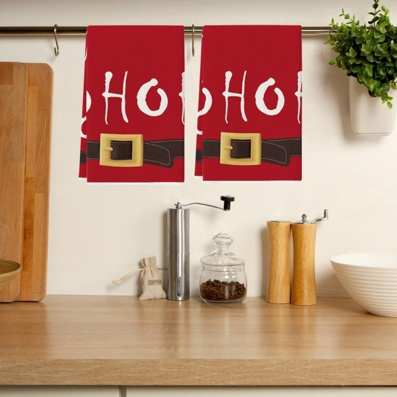 Absorbent Christmas Kitchen Towels With Festival Pattern Reusable Microfiber Cleaning Cloth