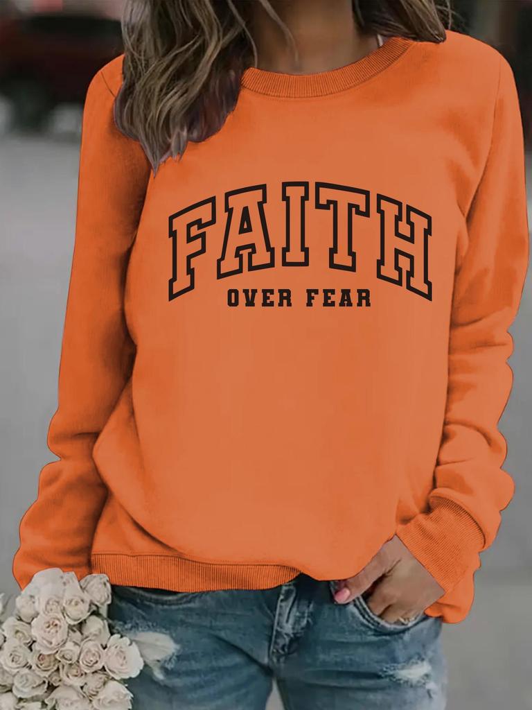 Women's Cross-Border Autumn/Winter Faith Print Long-Sleeve Pullover Hoodie