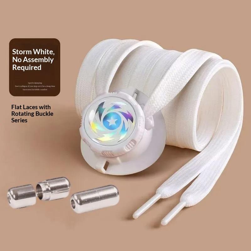 Automatic Shoelaces Swivel Buckle No Tie Laces Widened Flat for Sneakers Lazy Shoelace Fastening Accessory Adults Kids Unisex