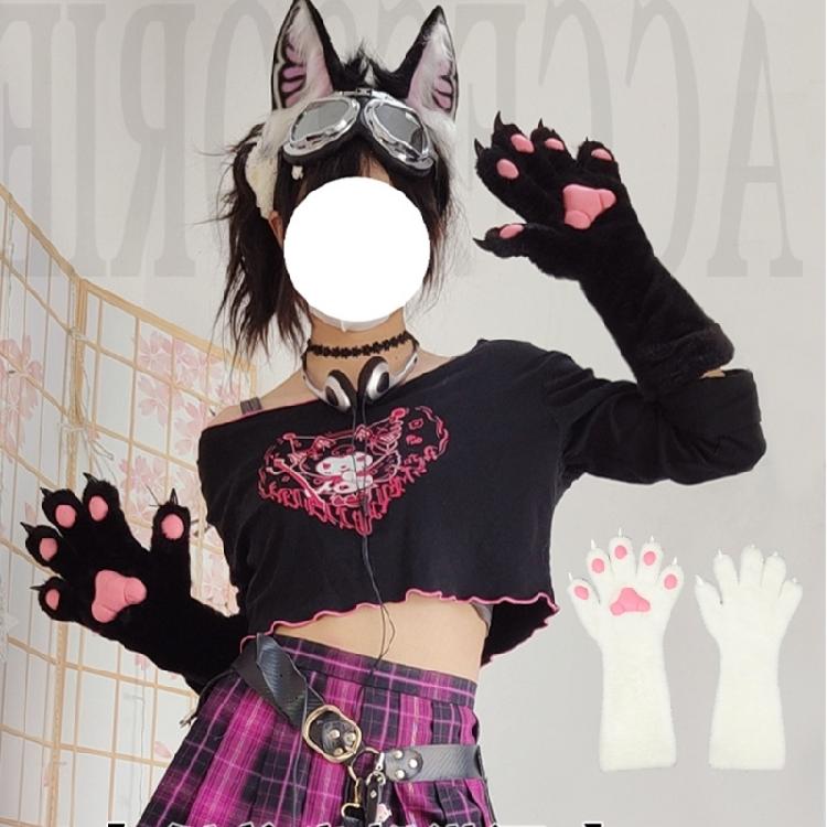Cosplay Paws Gloves for Theme Party Animation Gloves Winter Fursuit Hand Warmers Role Playing Party Plush Claw Gloves