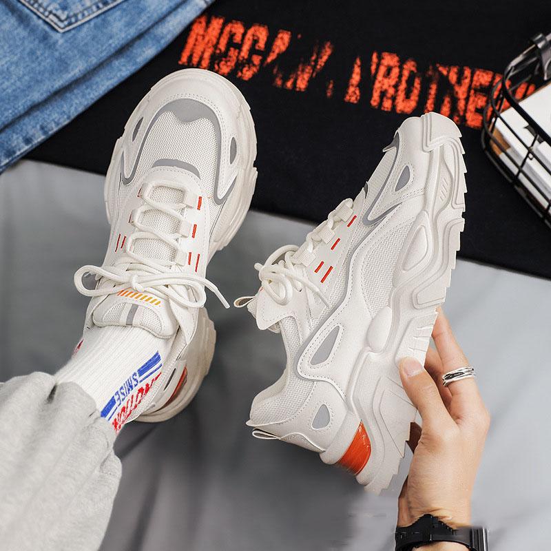 Korean Style Mesh Breathable Sneakers Men 2024 Fashion Casual Couple Style Thick Bottom Anti-slip Running Sports Shoes Summer