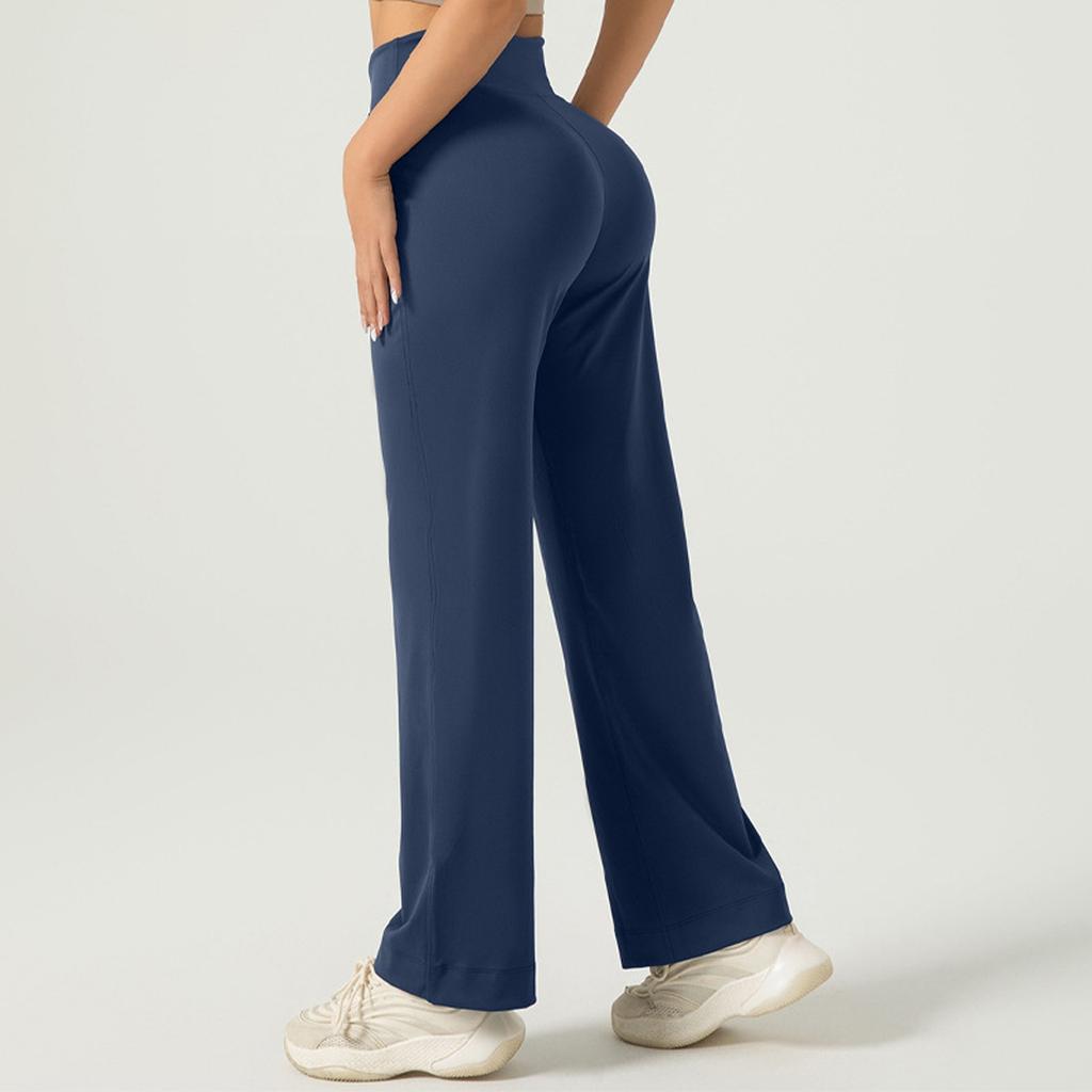 Pantaloni de yoga pentru femei, pantaloni cu picior larg, cu buzunare, pantaloni casual, pantaloni de trening cu talie elastică