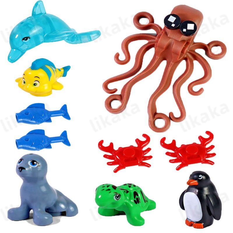 10 Stück Tiere Blöcke Spielzeug MOC Leopard Bär Kuh Vogel Modellbausteine Set Kompatibel Mini Steine DIY Spielzeug für Kinder Geschenk